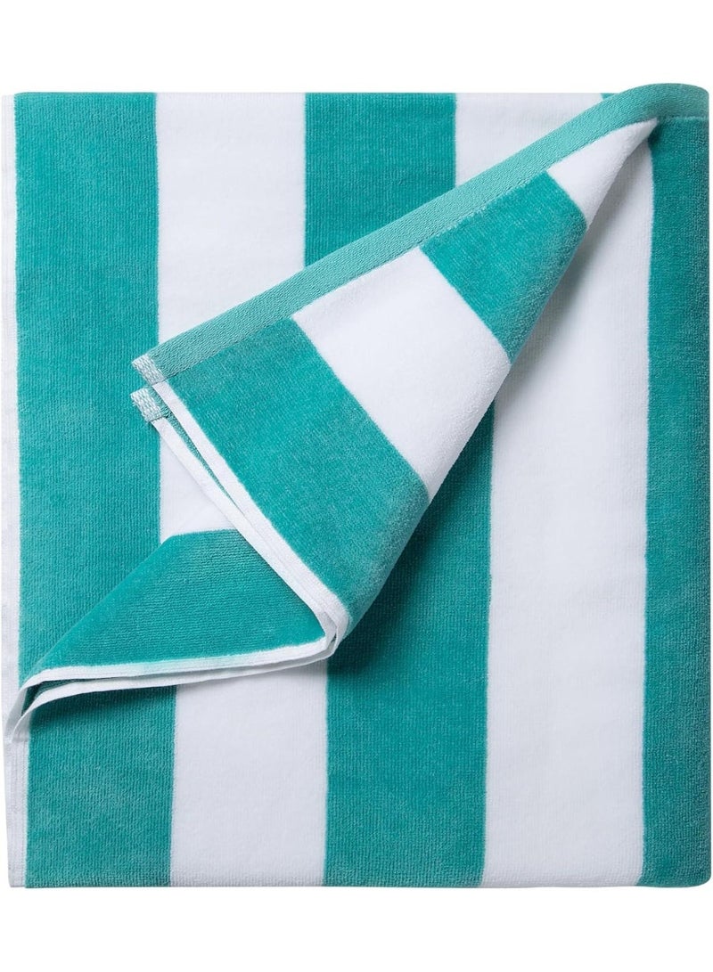Plush Oversized Beach Towel 36x70 Inch, Fluffy Cotton Nile Blue Striped Pool Towel, Large Summer Swimming Cabana Towel - Image 1
